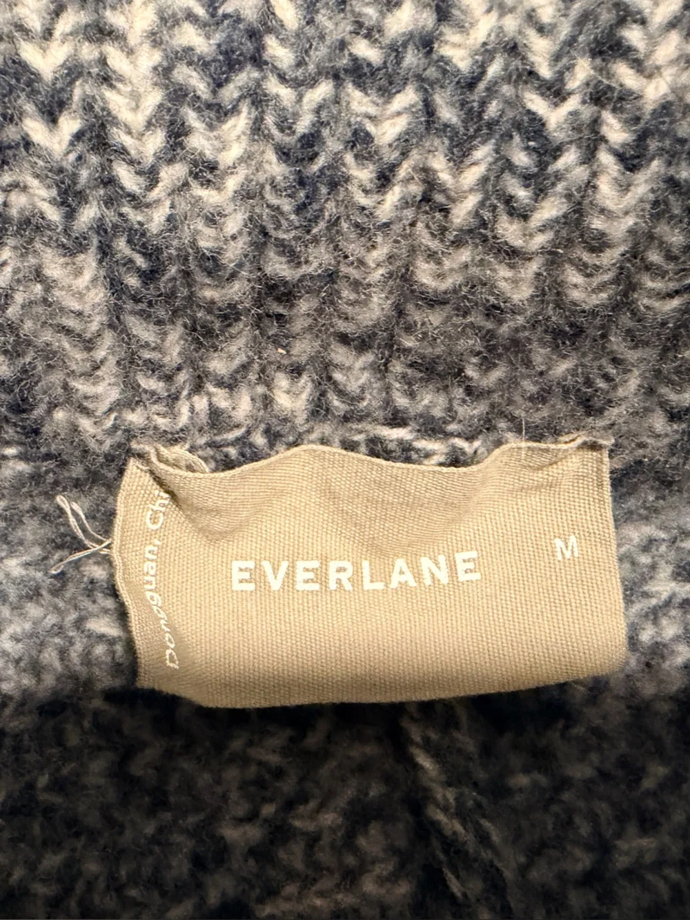 Everlane Heathered Blue-Gray Zip Knit Sweater, 100% wool - Picture 3 of 7